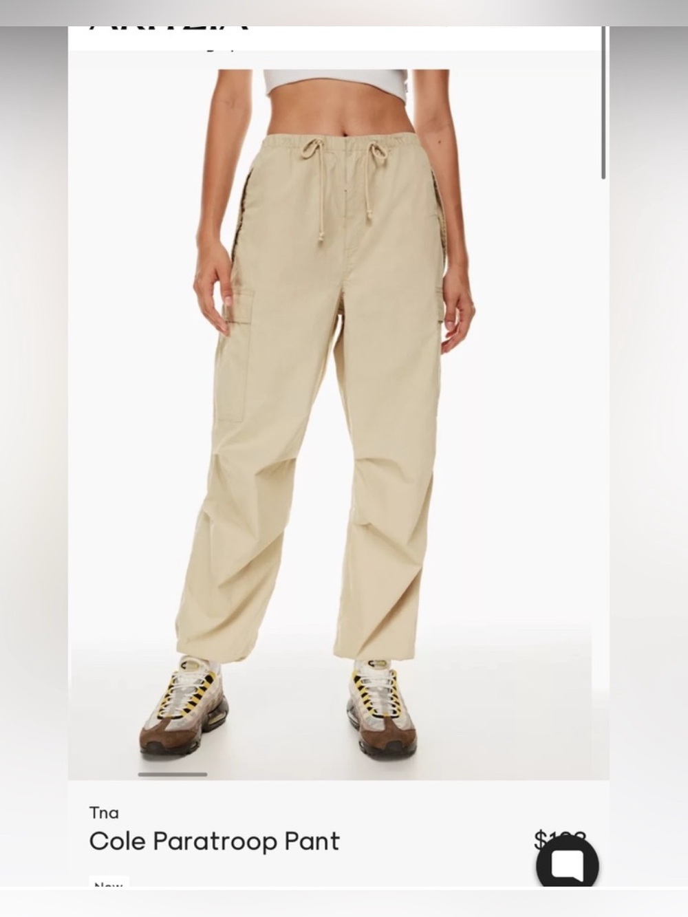 Aritzia Tna Cole Paratroop Cargo Pant in Light Khaki L - Picture 10 of 10
